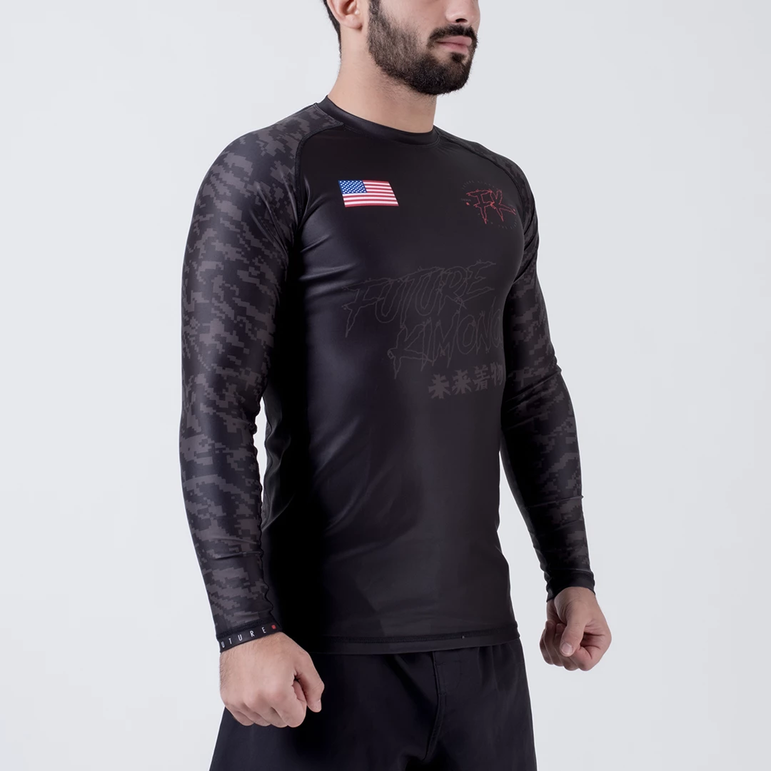 NO GI Future Kimonos Under Dawg L/S Rash Guard - Grey