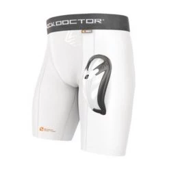 Shock Doctor Compression Short With Cup - White PROTECTIVE GEAR